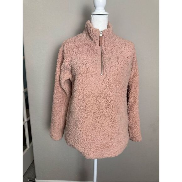 Nordstrom Elodie Blush Sherpa Zip Pullover Sweater XS - Picture 1 of 9